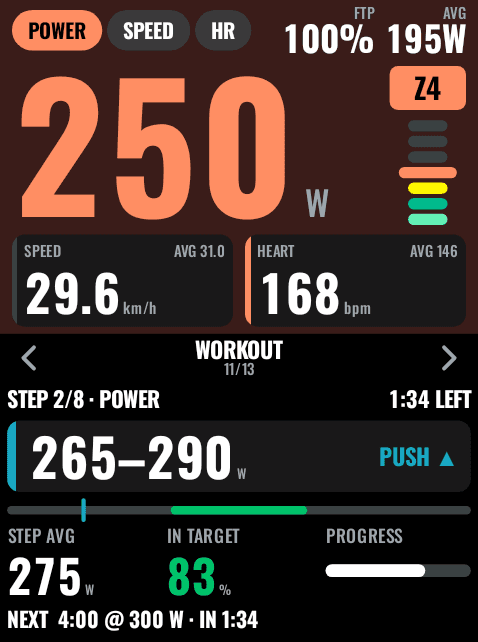 Pangu Dash's Workout panel with the step target and PUSH